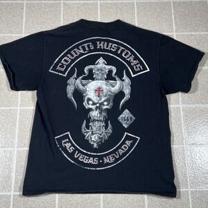 Count's Kustoms Las Vegas Metallic Cross Black Mens LG Graphic Biker T-Shirt Emo